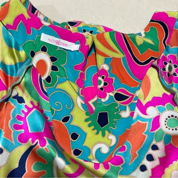 Alice & Trixie 100% Silk Half Sleeve Shift Mini Dress | Pucci-Esque Print - Picture 7 of 13